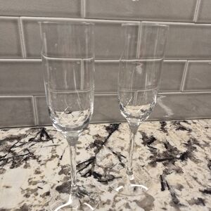 Tiffany & Co. Clear Crystal Champagne Flutes - Pair